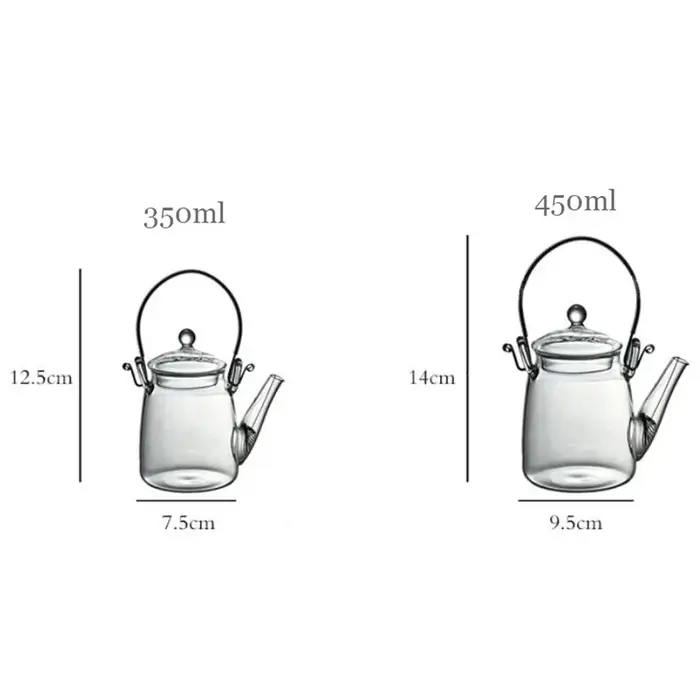 Théière japonaise en verre transparente faite à la main avec filtre
