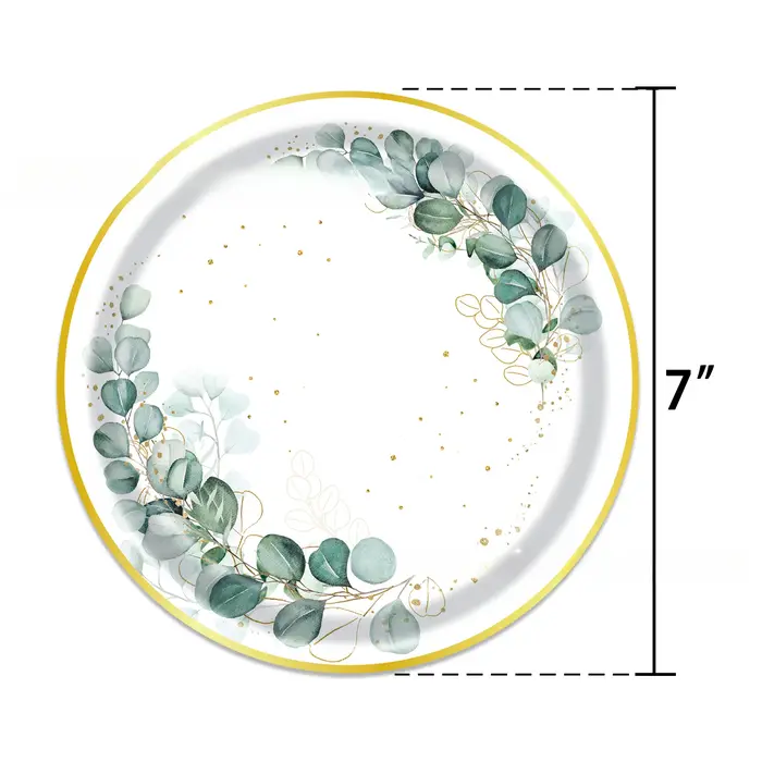 Ensemble de vaisselle jetable minimaliste en eucalyptus
