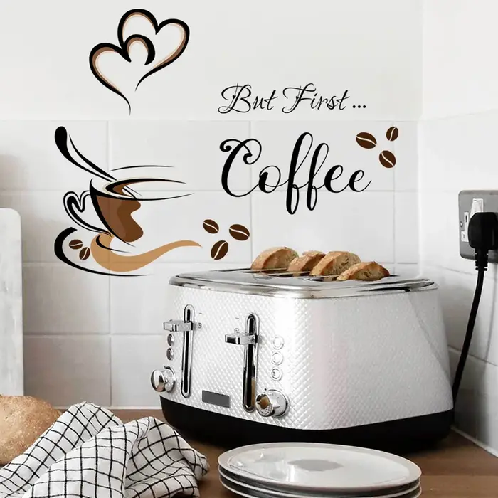 Autocollants muraux à motif de tasse à café créative