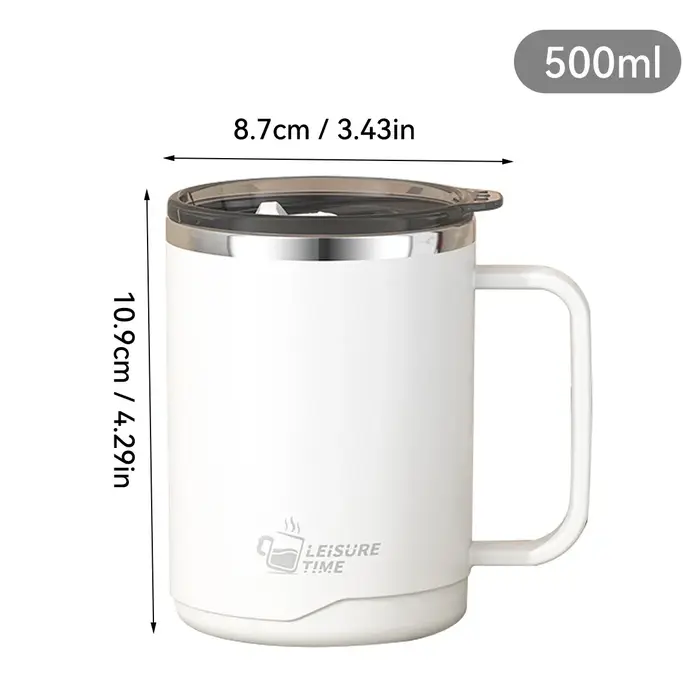 Mug à café thermique avec poignée, en acier inoxydable 304, gobelet isotherme, anti-fuite, double pa