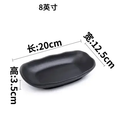 Assiette de barbecue en mélamine, vaisselle de cuisine, qualité alimentaire, plastique noir, pour dî