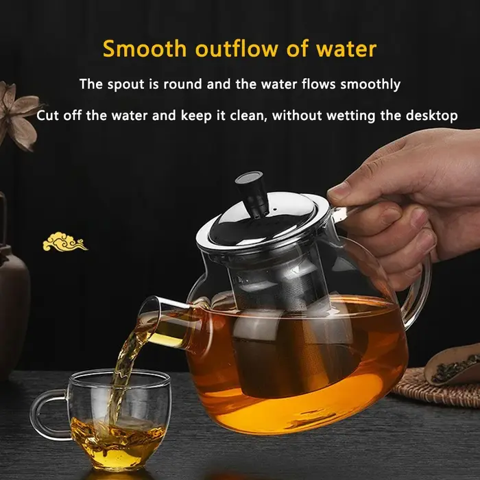 Théière en verre 800/1500ml avec infuseur en acier inoxydable