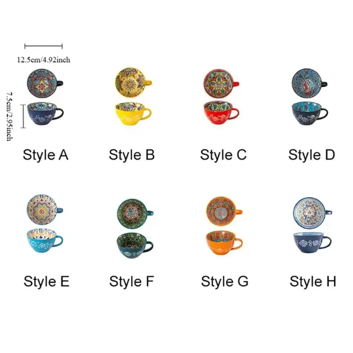 Tasse de petit déjeuner bohème en céramique créative