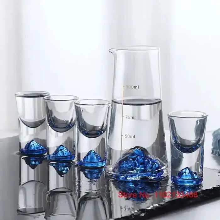 Verre à Shot de montagne en cristal bleu