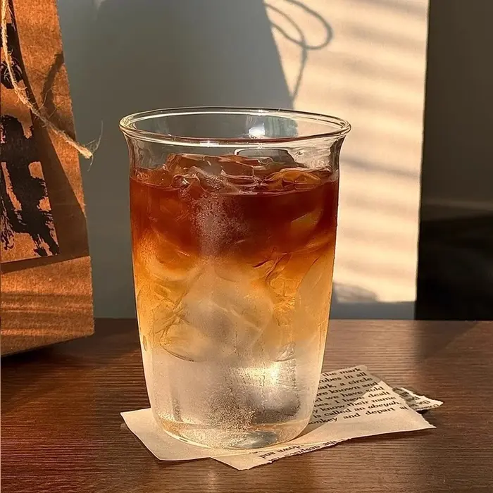 INS tasses en verre Transparent rayure créative tasse à café froid jus de glace Cocktail