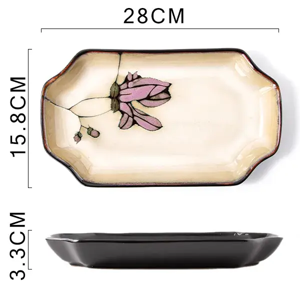 Assiette à fleurs en céramique peinte à la main