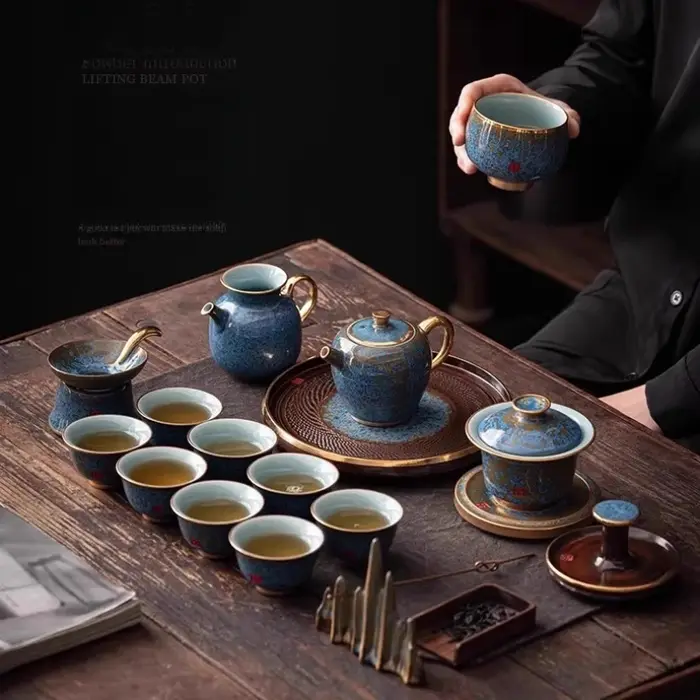 Plateau à thé en verre fait à la main