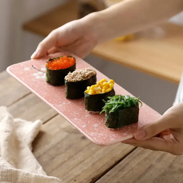 Assiettes rectangulaires en céramique de style japonais