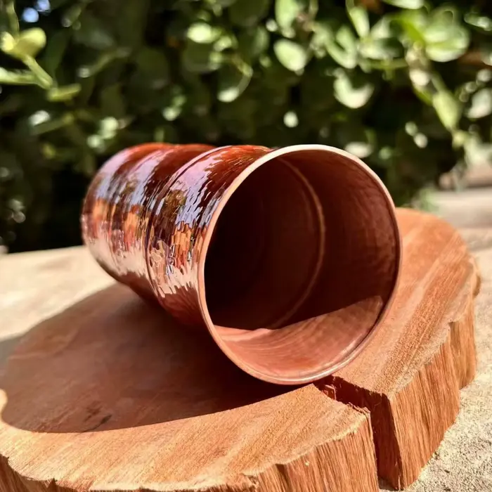 Tasse à café en cuivre pur fabriquée à la main en forme de bambou