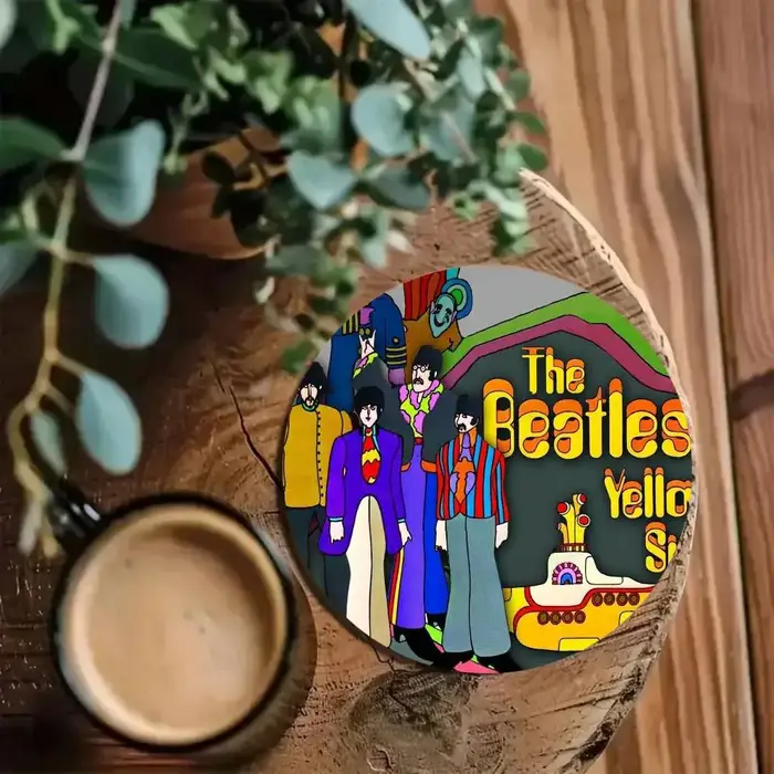 Sous-verre en bois sur le thème des Beatles