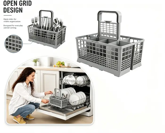 Panier à couverts multifonctionnel pour lave-vaisselle avec poignée, organisateur de rangement pour