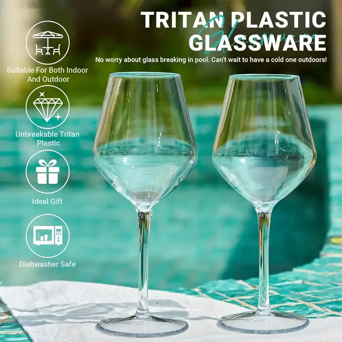 Verre à vin à tige en plastique transparent incassable, accessoires De Bar à domicile, gobelet Vasos