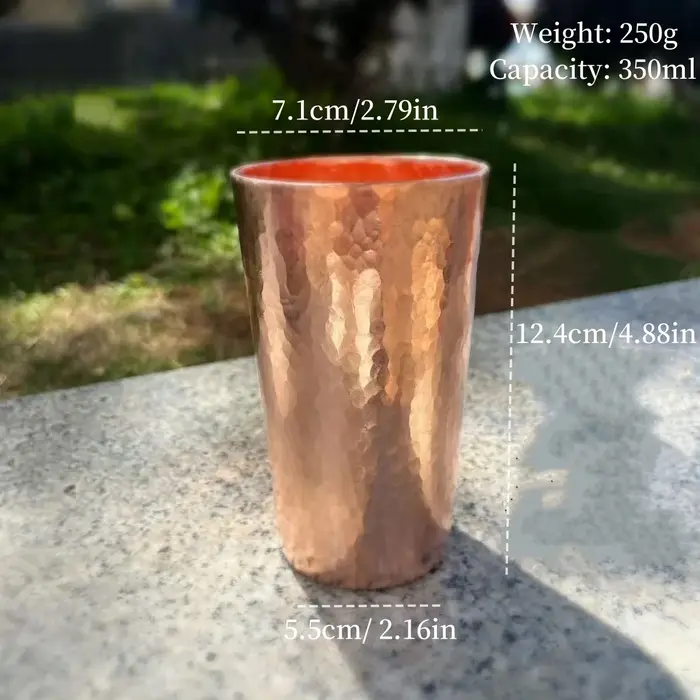 Tasse à café en cuivre pur, Mule de moscou à Texture rétro fabriquée à la main de 350ml avec tasse à