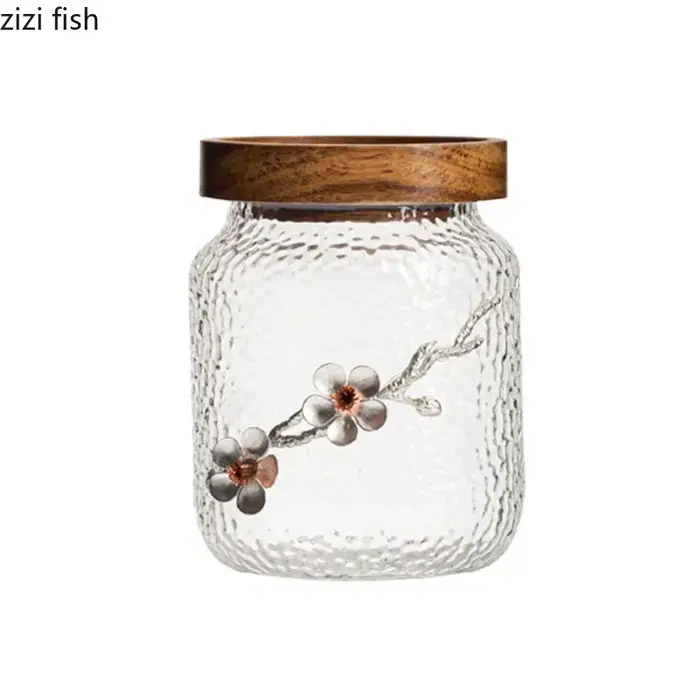 Bocal de rangement en verre à motif de marteau