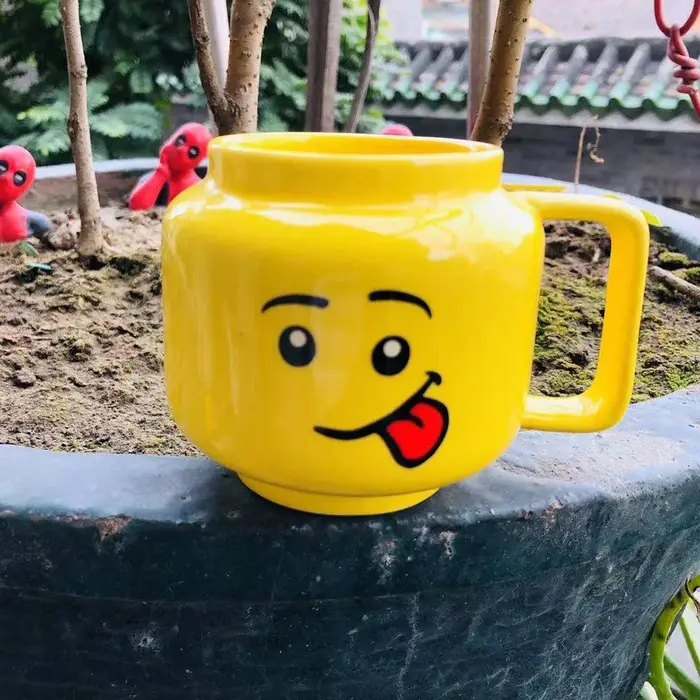 Tasse à café en céramique avec visage souriant, tasse à expression avec poignée, tasses en porcelaine à tête de dessin animé pour enfants, cadeaux de tasses en céramique pour la famille