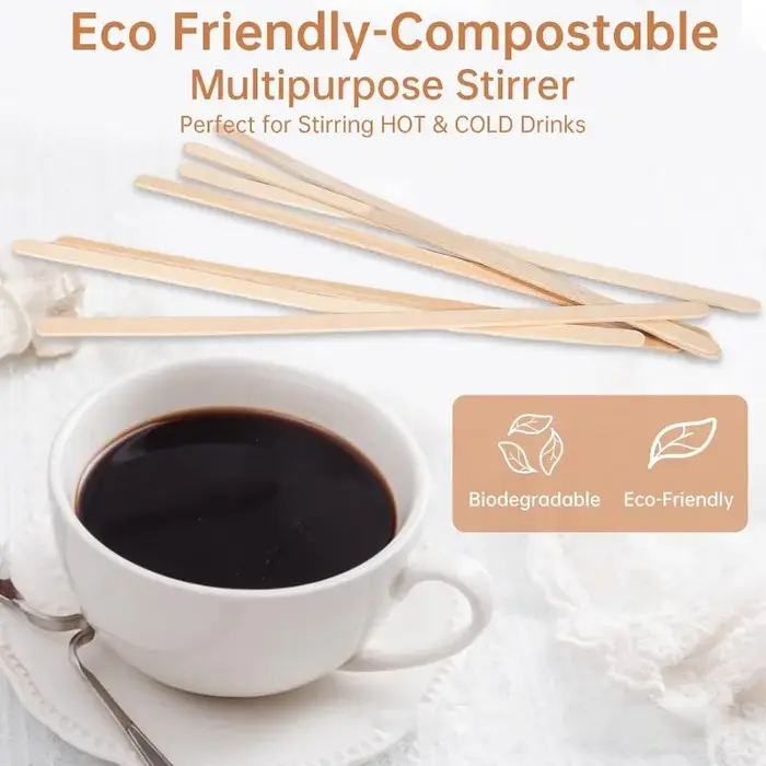 100 pièces café remuer bâtons jetables en bois naturel agitateurs