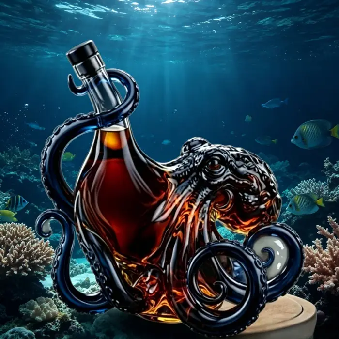 Carafe en verre artisanale en forme de pieuvre