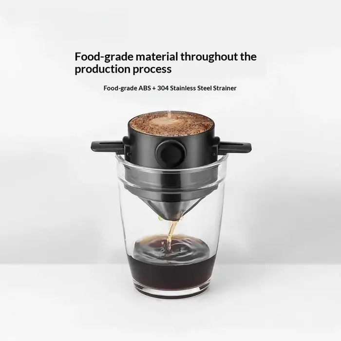 Filtre à café portable pliable réutilisable avec maille double couche pour infusion par dégoulinement sans papier