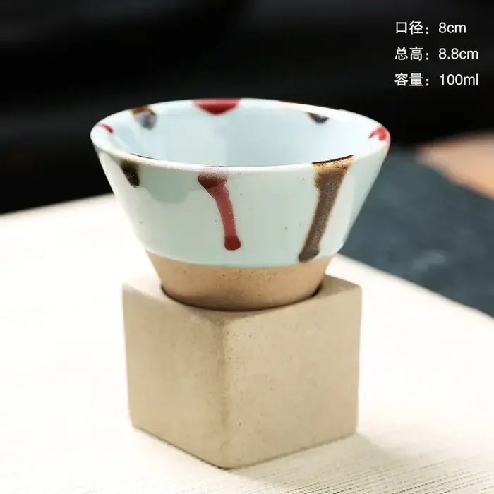 Tasse à thé en poterie brute de 100ML, cône rétro créatif, tasse à café en céramique, Latte fleur, t