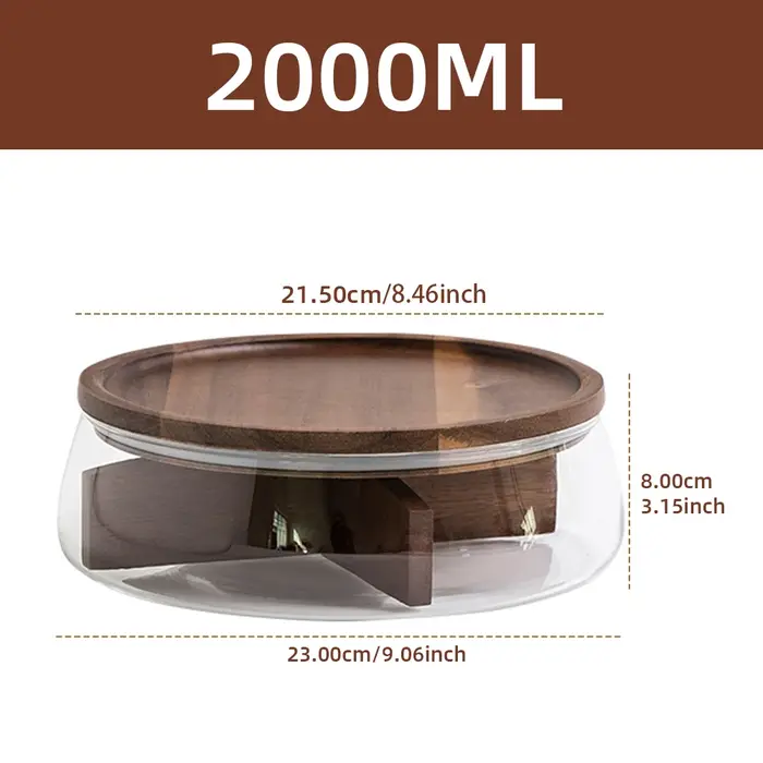 Conteneur de stockage des aliments en verre avec couvercle en bois