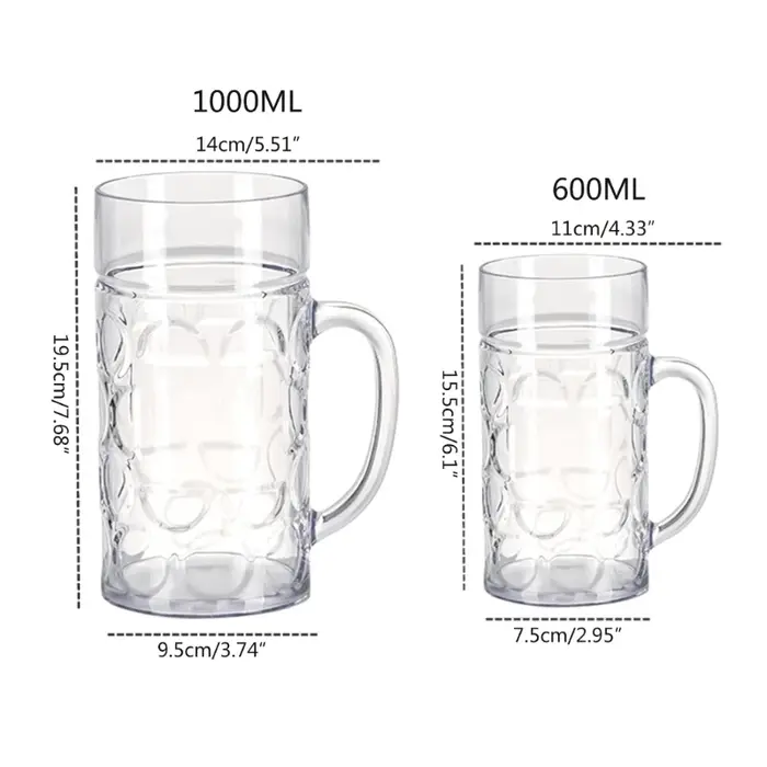 Tasse à bière réutilisable en plastique incassable