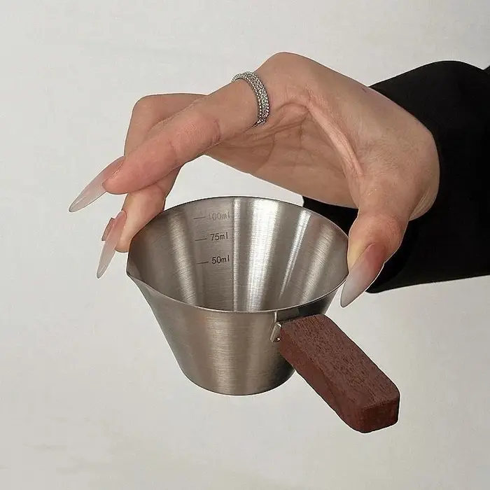 Tasse à espresso 100 ml, écologique, réutilisable, avec poignée en bois, excellent cadeau pour les amateurs de café
