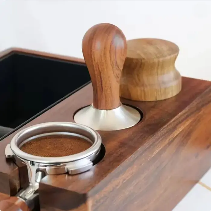 Presse à café poudre marteau manche en bois massif 304 acier inoxydable