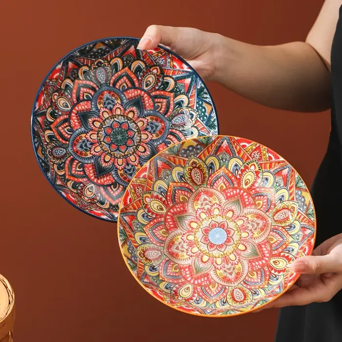 Vaisselle motif fleur assiette en céramique bohème