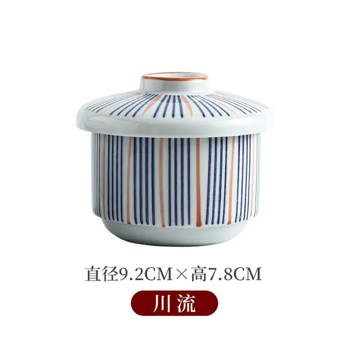 Petit bol à soupe en céramique japonaise avec couvercle, bol à œufs cuits à la vapeur, ustensiles de