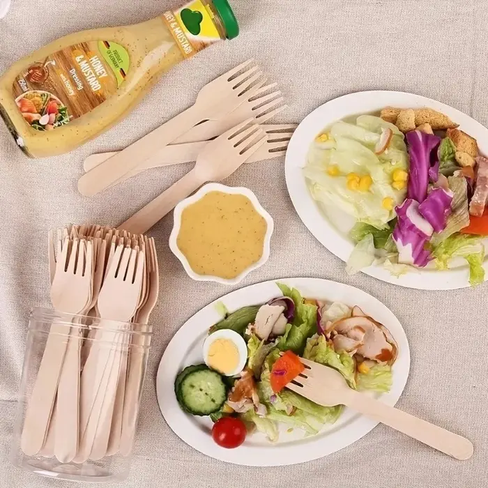 Lot de 50/100 couverts jetables en bois pour gâteaux et glaces – Cuillères