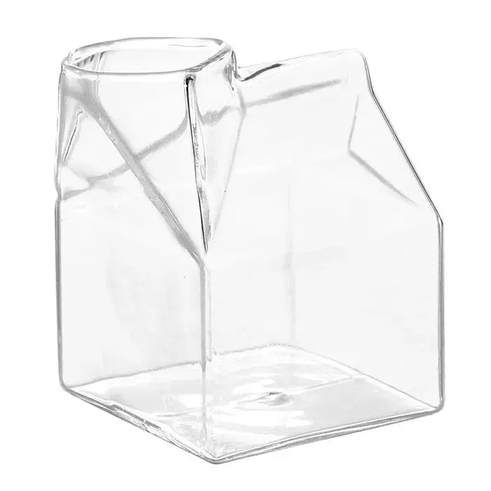 1Pc demi-pinte lait Carton Style créatif Mini crémier cruche verre lait tasse tamis tasse lait tasse