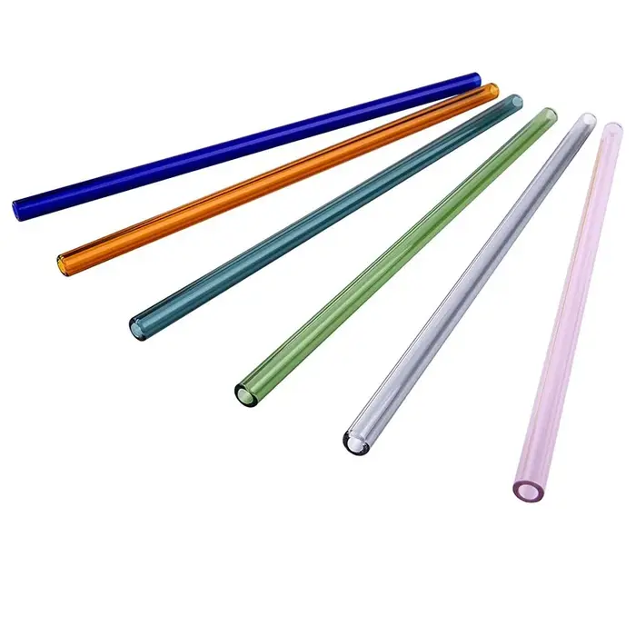 Pailles droites en verre fin coloré