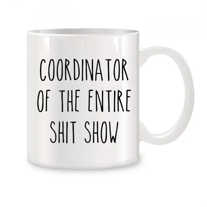 Tasses en céramique blanche pour femmes, Coordinateur de l'ensemble du spectacle de merde, colonne v