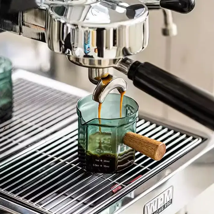 YWDL Tasse à mesurer en verre pour expresso 120 ml avec poignée en bois