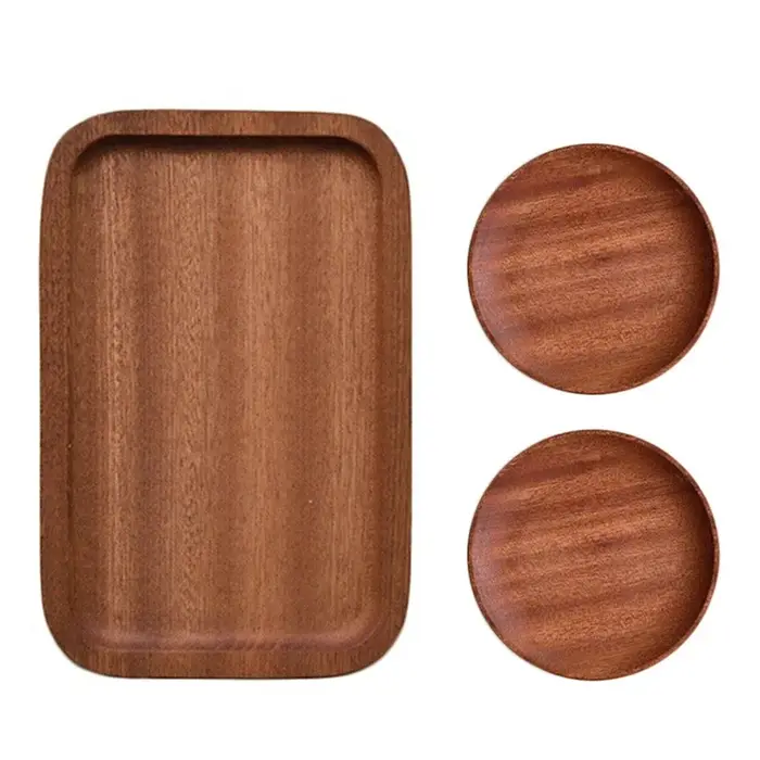 Plateau de service ovale en bois massif