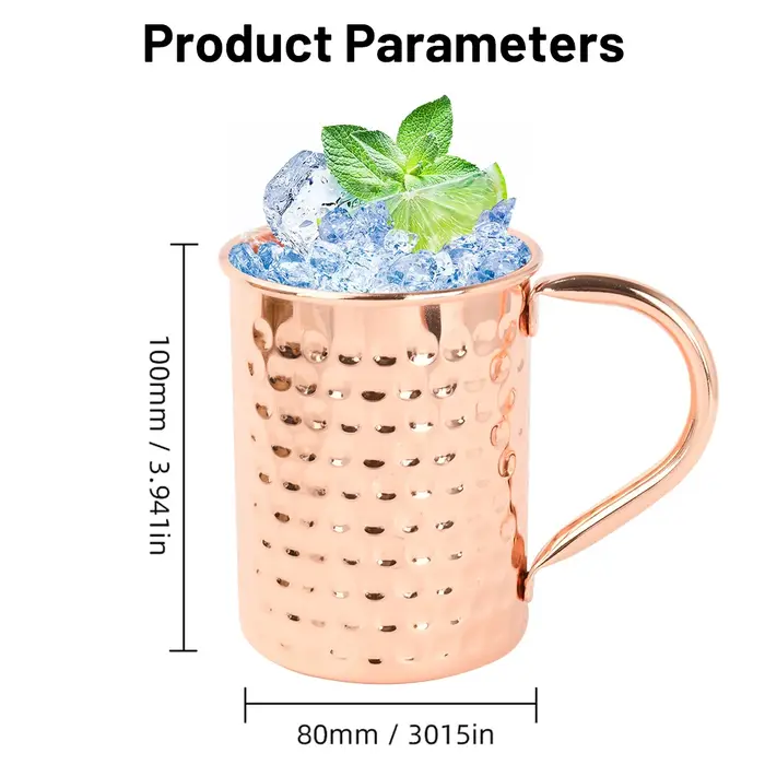 Mug Moscow Mule en cuivre, durable, pour bière, café, lait, en cuivre pur, pour bar, vaisselle, acce