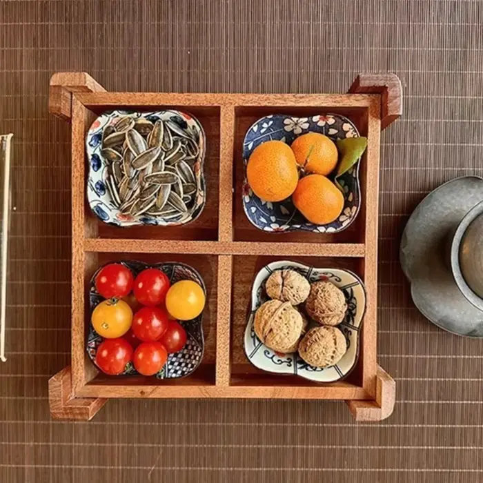 Plateau à thé japonais en bois de Sapele