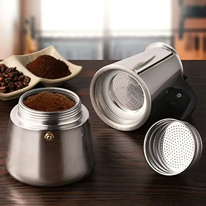 Cafetière Moka 6 tasses en acier inoxydable