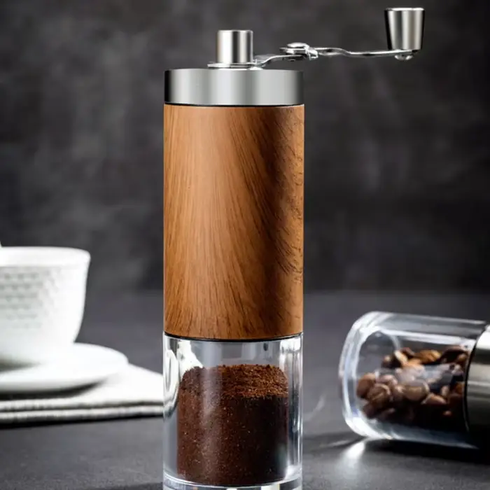 1 pièce Moulin à café manuel portable en acier inoxydable avec manivelle