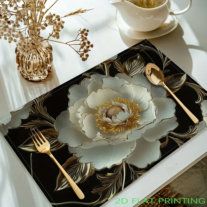Napperons imprimés de fleurs plates 2D