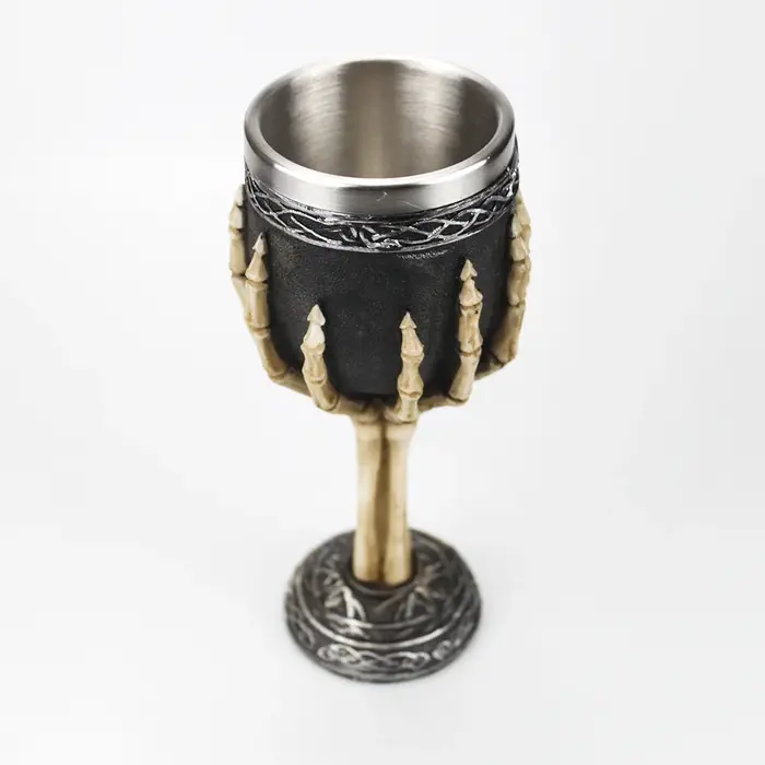 Verre à vin gothique Style contient crâne de chèvre Viking Dragon griffe doigt métal et résine
