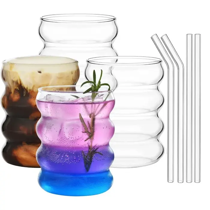 Ensemble de verres à bulles ondulées