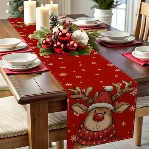 Chemin de Table de noël du père noël, décorations pour la maison, drapeau de Table de noël, cadeaux 