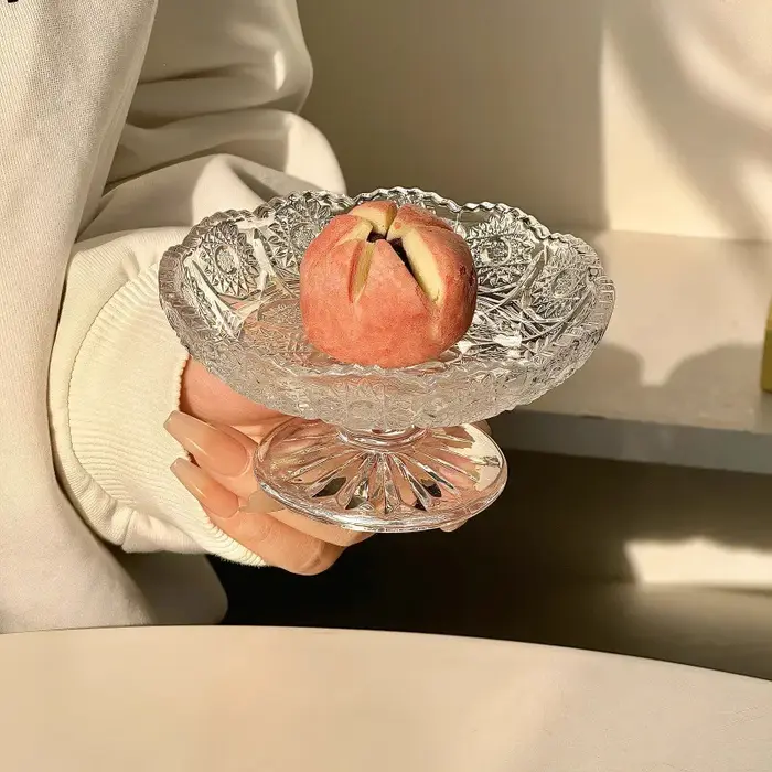 Plateau à fruits en verre en Relief