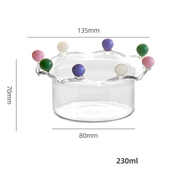 Ins-Filles en verre à haute teneur en borosilicate, bol en verre créatif, couronne dégradée, haute t