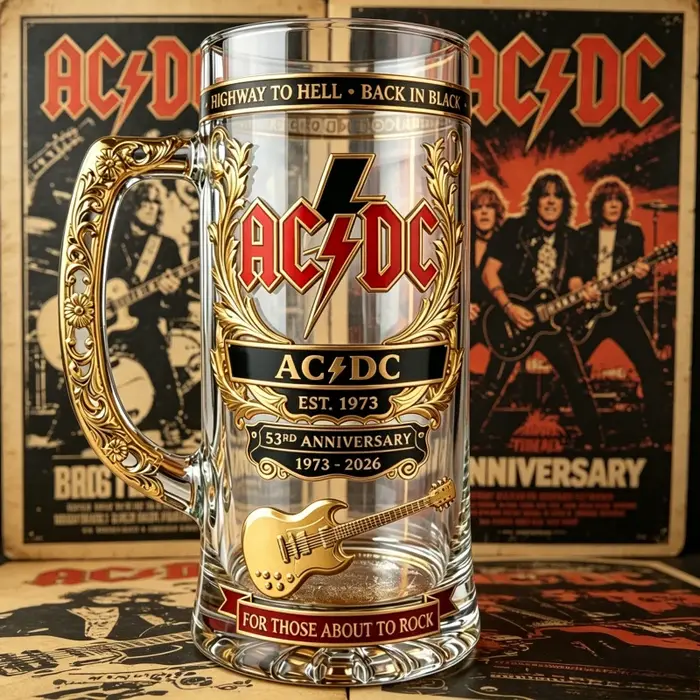 Verre à bière grande capacité AC/DC 53ème anniversaire du groupe, idéal pour les concerts de heavy metal, bars, pubs, fêtes, cadeau de collection pour les amateurs de rock