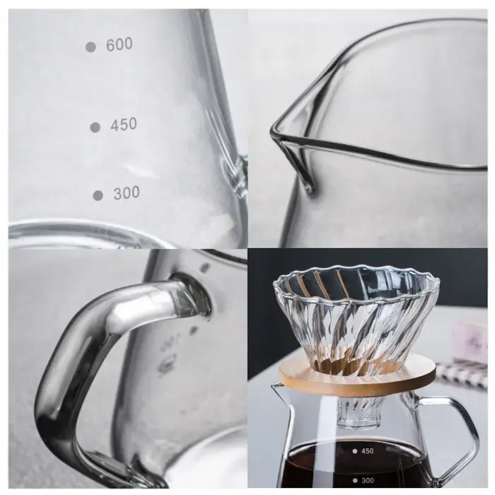 Ensemble de cafetière verser avec support en bois
