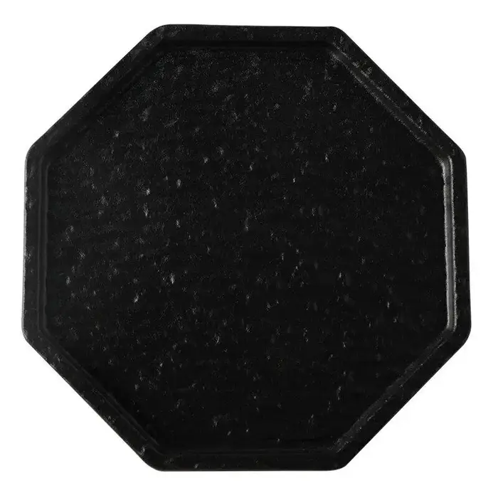 Assiette octogonale noire et blanche de luxe