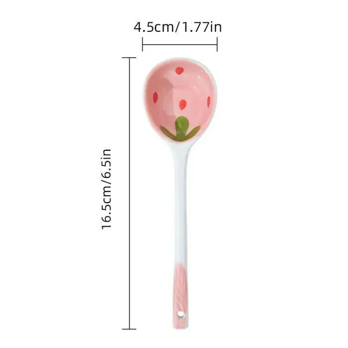 Cuillère à soupe en céramique fraise Kawaii, mignonne crème glacée coréenne peinte à la main café De