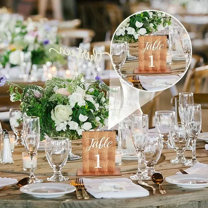 Numéros de table de mariage double face décoratifs
